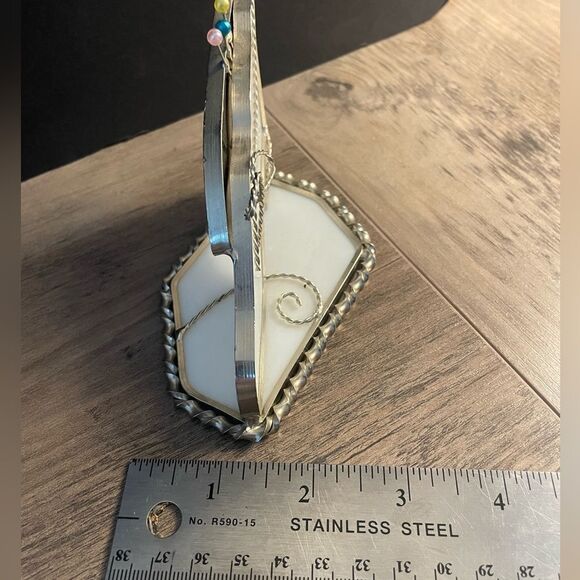 Vintage Stained Glass Standing Shoe Paperweight Ornament White EUC - Picture 9 of 9